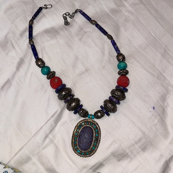 Ancient rock stone Bohemian artsy Free People Necklace - Picture 1 of 3